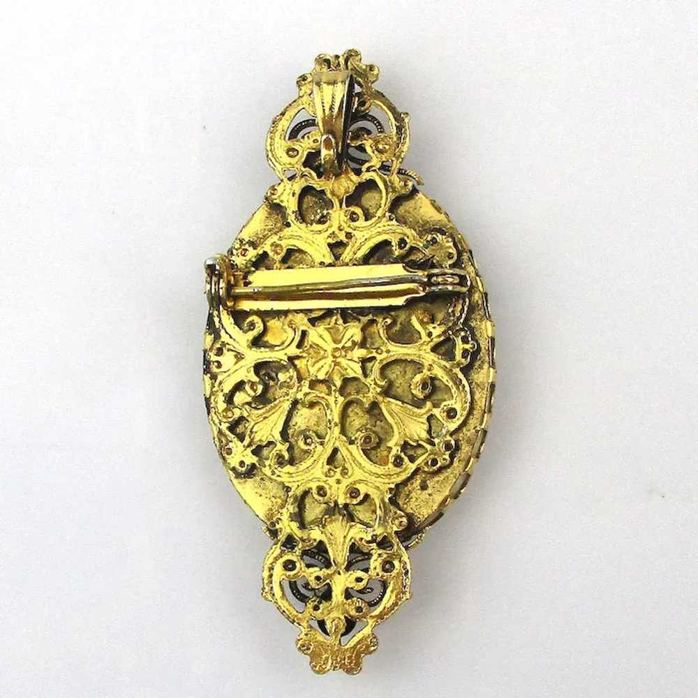 Victorian Style Porcelain Pin Pendant - Lady and … - image 4