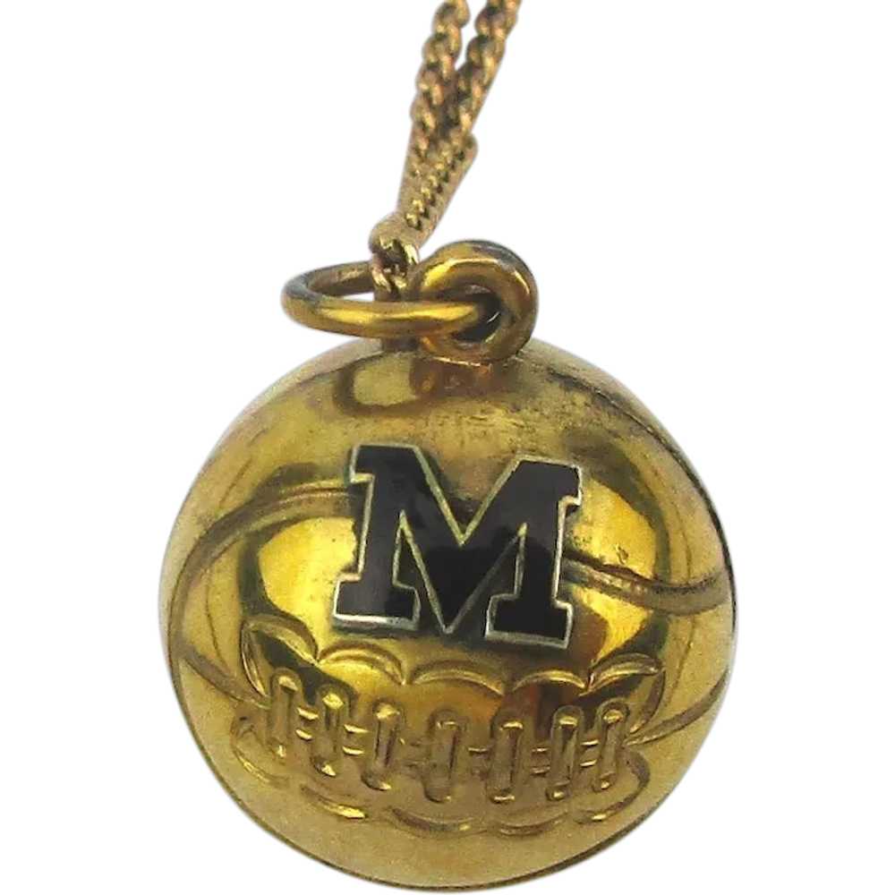 10K Gold Basketball Charm Necklace - 1930 ~ M ~ M… - image 1