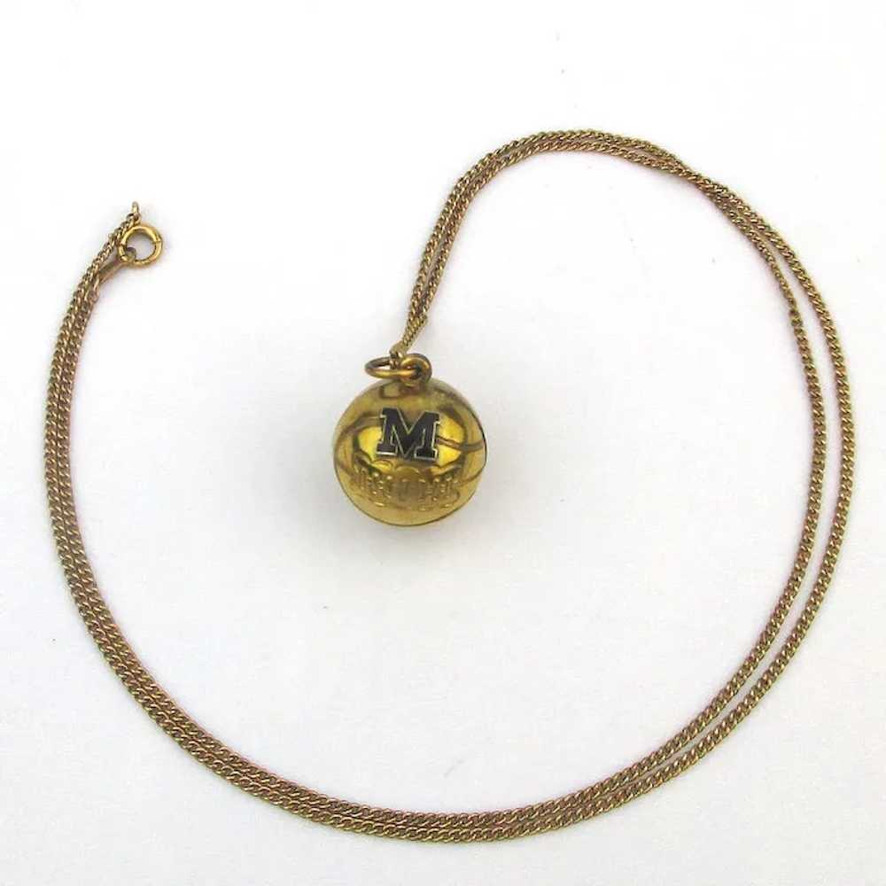 10K Gold Basketball Charm Necklace - 1930 ~ M ~ M… - image 2