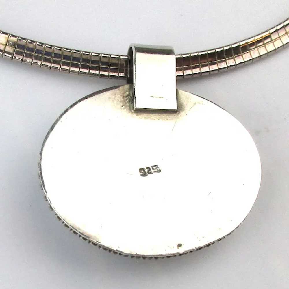 Vintage Sterling Silver Abalone Pendant Necklace … - image 4