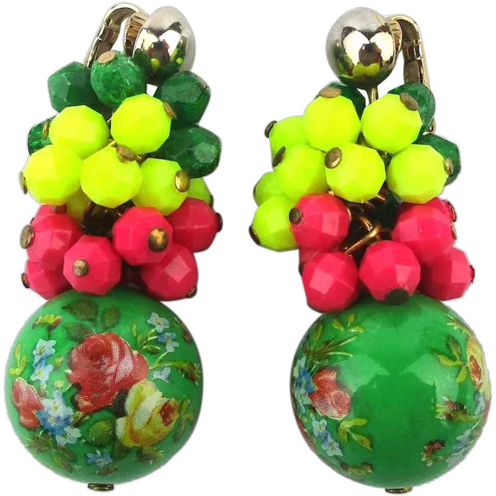 Colorful 1960s Clip Earrings Italian Designer Con… - image 1