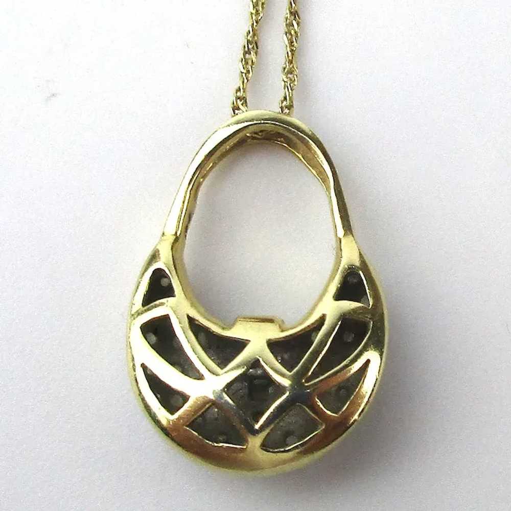 Estate 14K Gold Necklace - Mini Purse w/ Diamond … - image 3