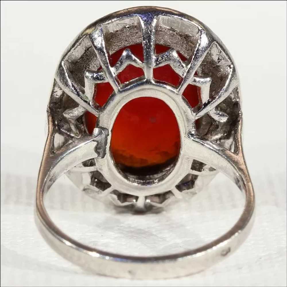 Vintage Art Deco French Carnelian and Marcasite R… - image 4