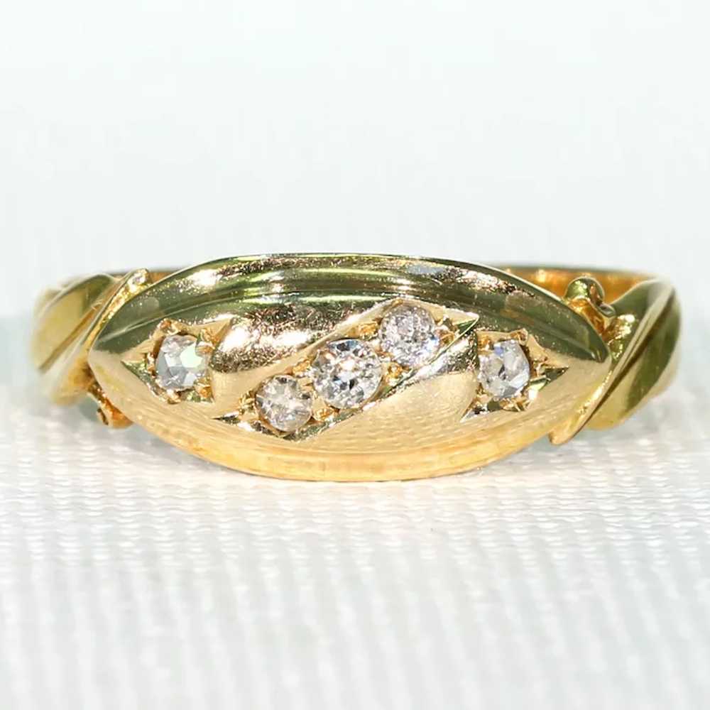 Victorian 5 Stone Diamond Ring in 18k Gold - image 2
