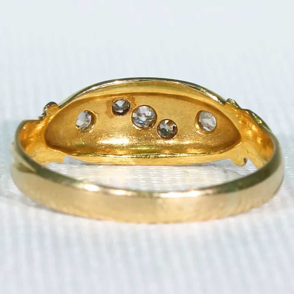 Victorian 5 Stone Diamond Ring in 18k Gold - image 4