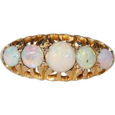 Antique Edwardian 5 Stone Opal Gold Ring