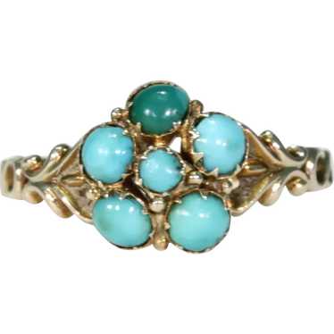 Victorian Turquoise Gold Forget Me Not Ring