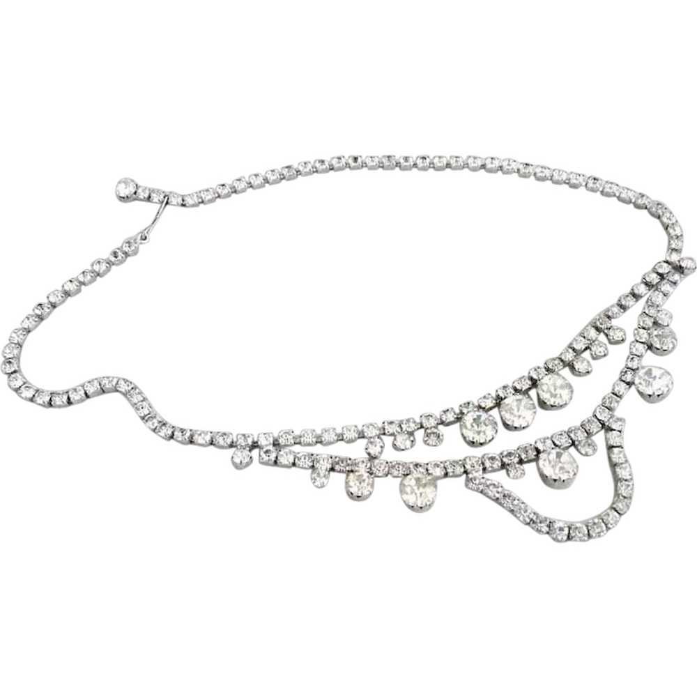 Vintage necklace crystal rhinestones drape Prom W… - image 1