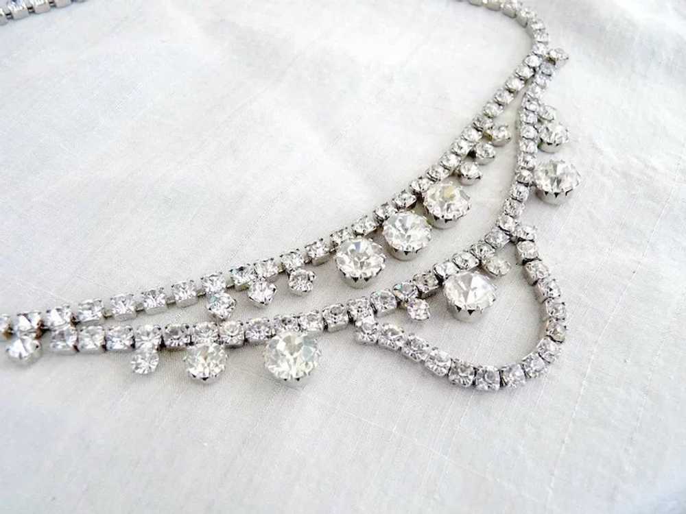 Vintage necklace crystal rhinestones drape Prom W… - image 2