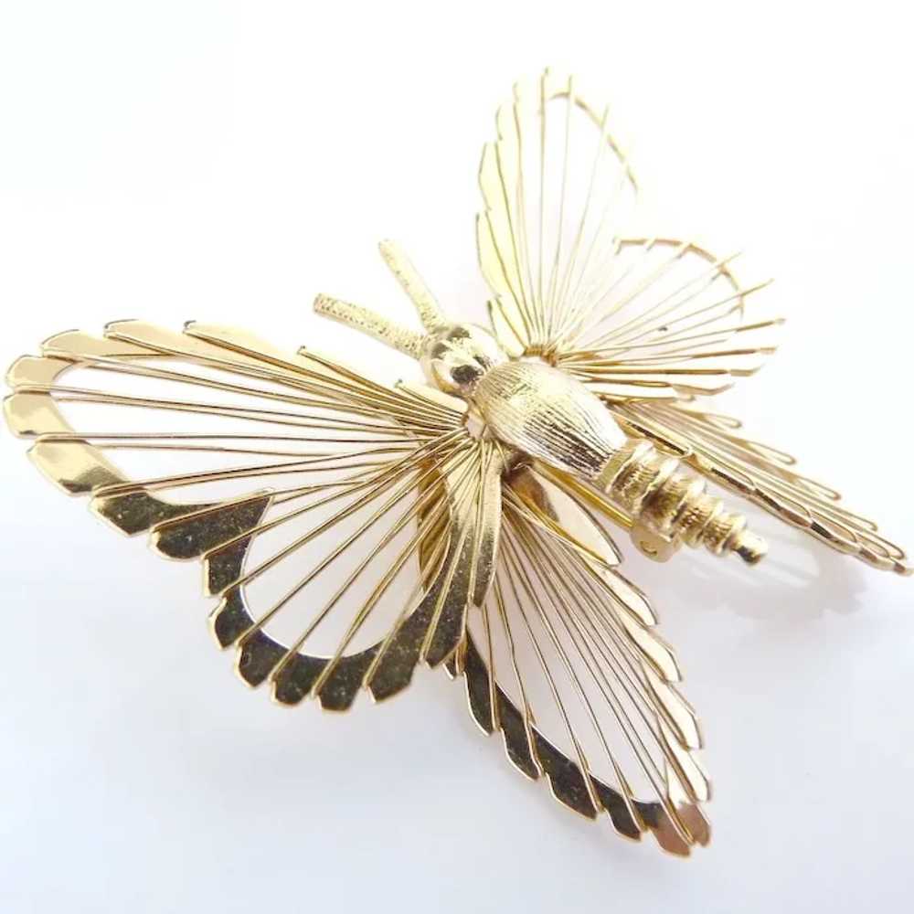 Vintage Monet butterfly brooch piano string wings - image 3