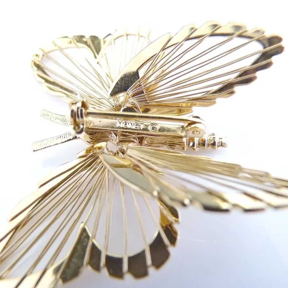Vintage Monet butterfly brooch piano string wings - image 4