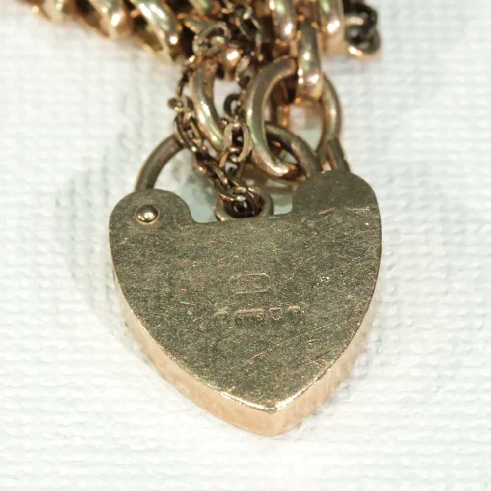 Antique Victorian 9k Gold Gate Bracelet Heart Loc… - image 8