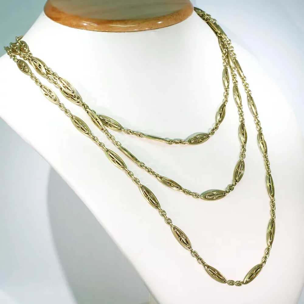Antique French 18k Gold Long Guard Chain c. 1890 - image 4