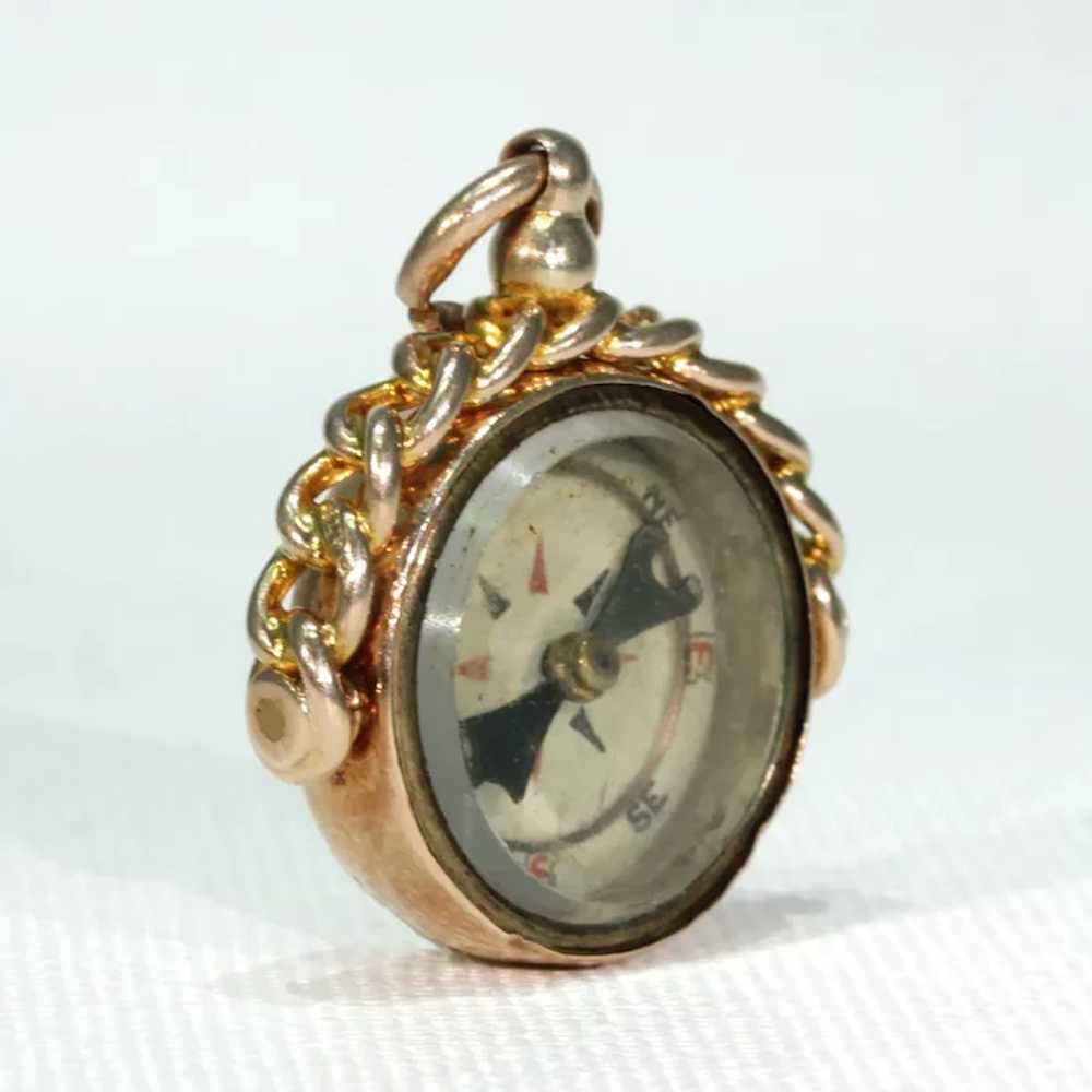 Antique Edwardian Gold Compass Fob Pendant - image 2