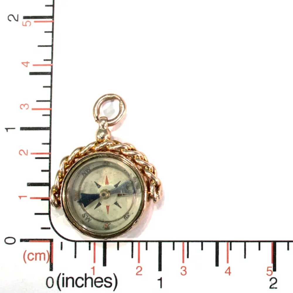 Antique Edwardian Gold Compass Fob Pendant - image 6