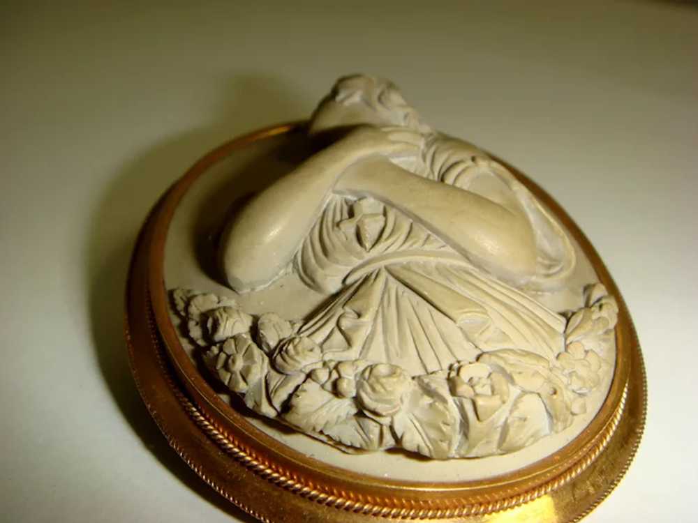 Antique 1860s 14K Lava Cameo Brooch Psyche Christ… - image 7