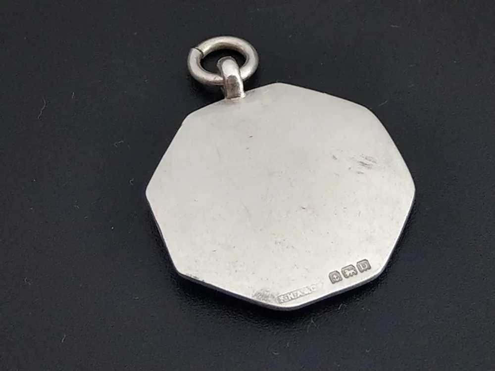 Large Sterling Silver octagon shape Watch Fob Med… - image 3