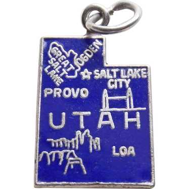 Sterling & Enamel UTAH Vintage Estate Charm - Stat