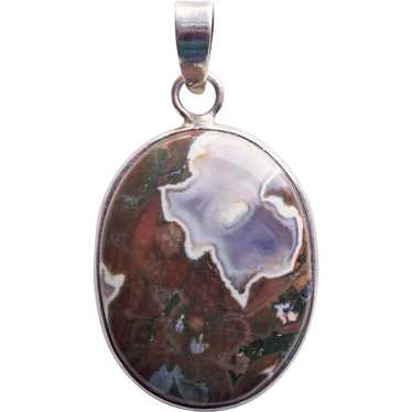 Gorgeous STERLING & AGATE Vintage Estate Pendant