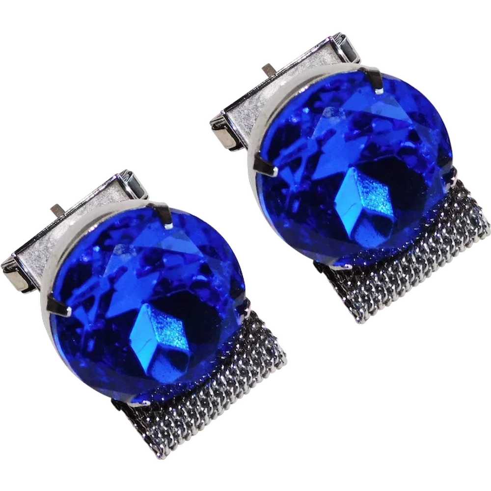 BRIGHT BLUE RHINESTONE Mesh Wrap Vintage Estate C… - image 1
