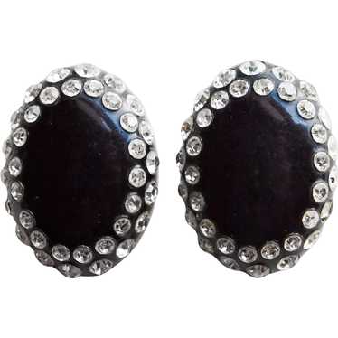 Fabulous Clear Rhinestone Black Early Plastic Vin… - image 1