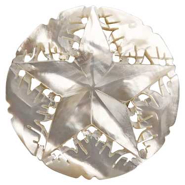 Gorgeous STAR Carved Mother of Pearl Vintage Broo… - image 1