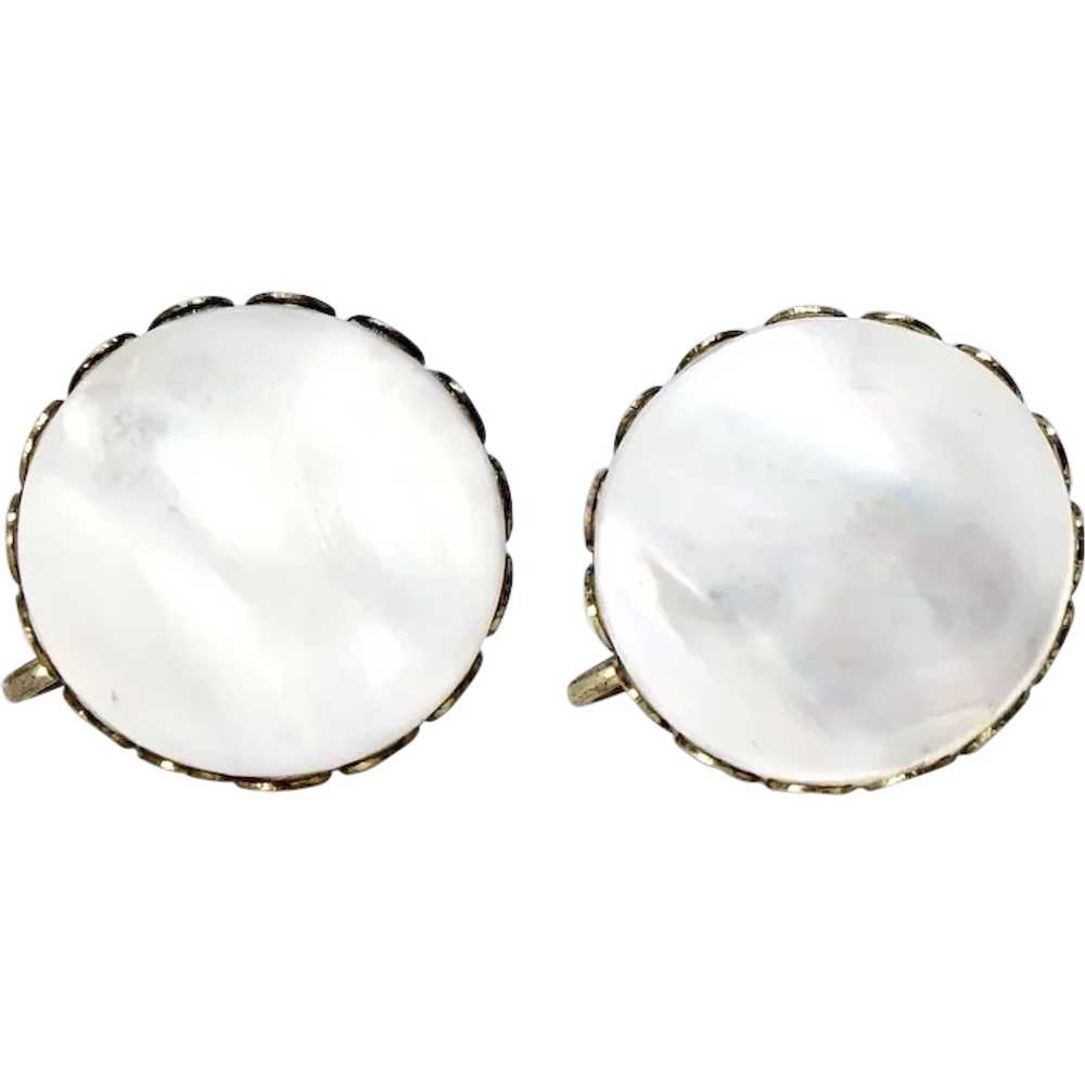 Vintage Mother of Pearl Button Earrings - image 1