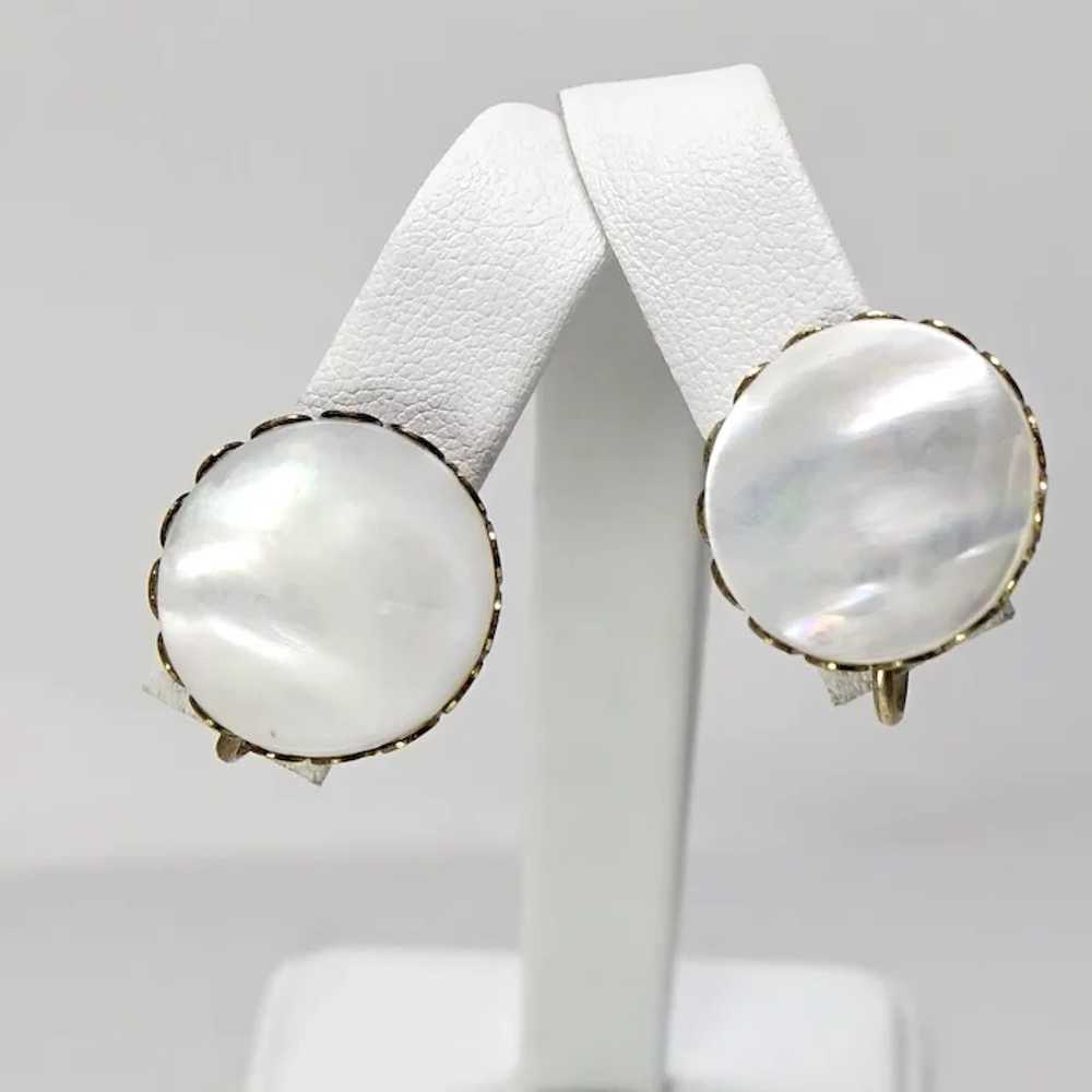 Vintage Mother of Pearl Button Earrings - image 2
