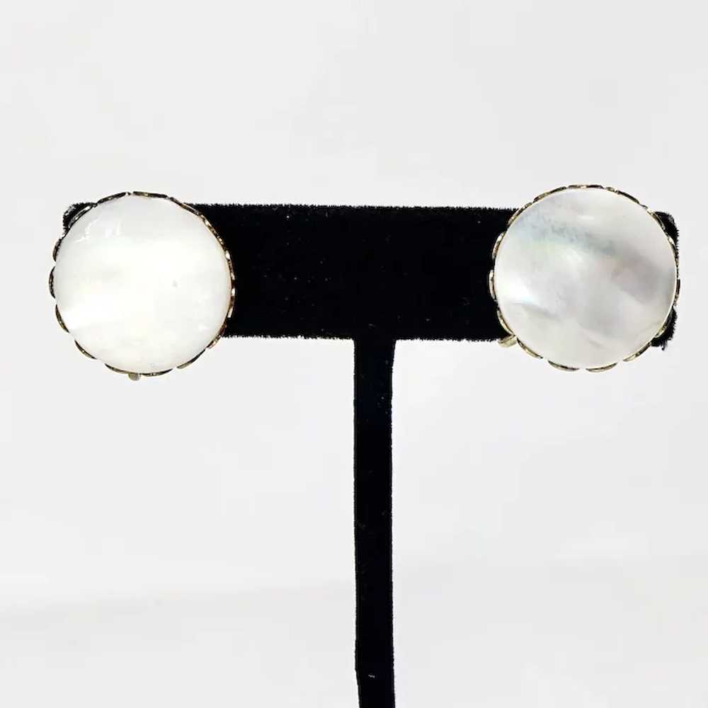 Vintage Mother of Pearl Button Earrings - image 3