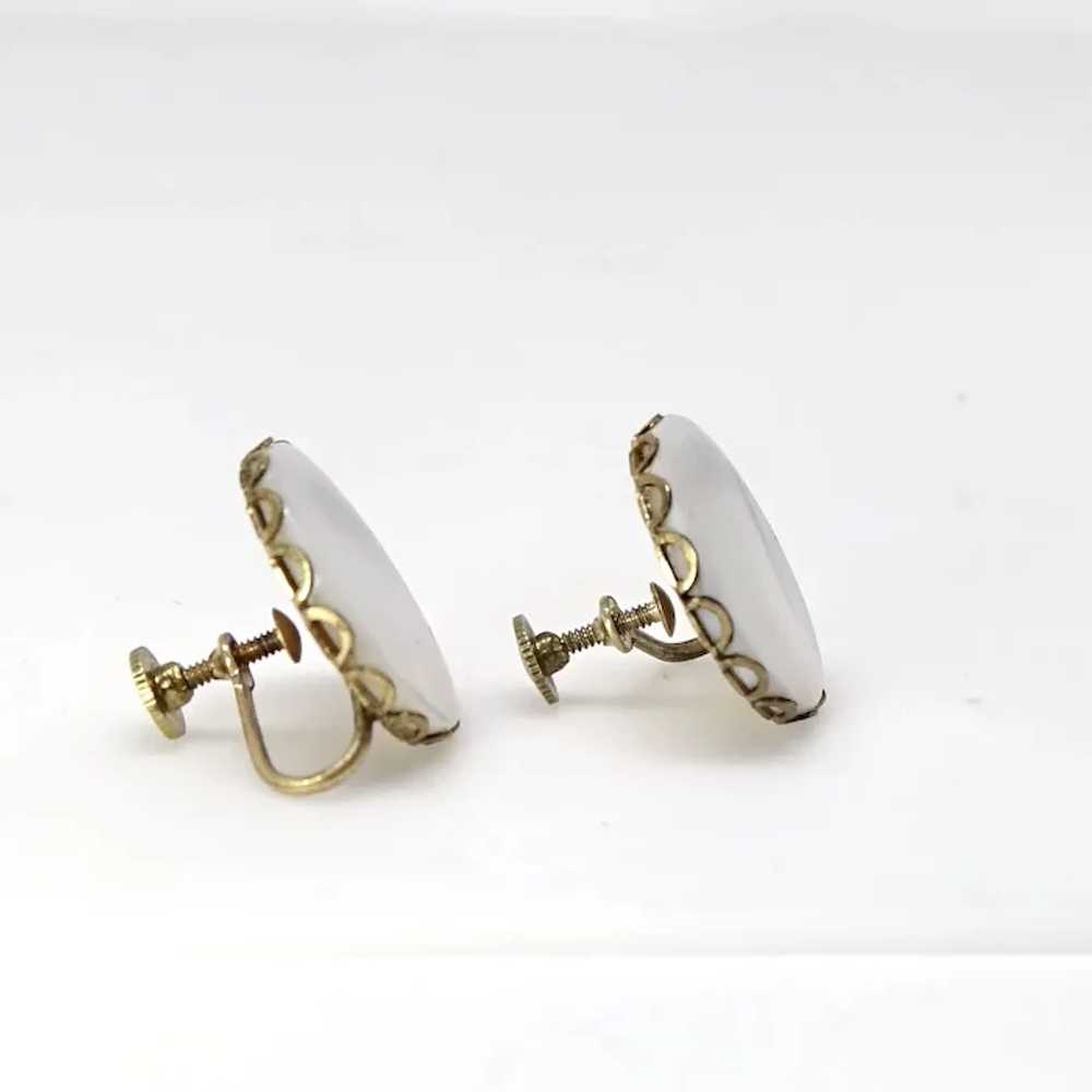 Vintage Mother of Pearl Button Earrings - image 4
