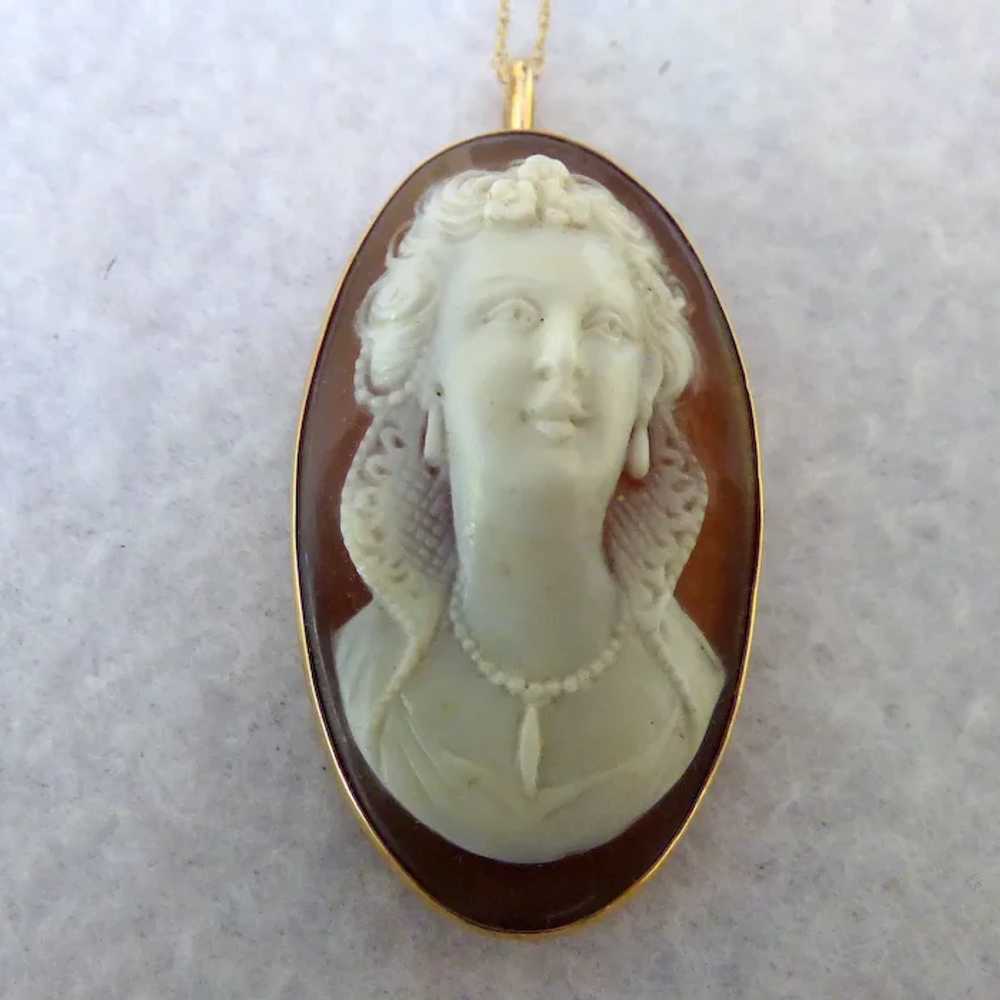 Antique 18K Cameo Pendant & Ring Front Facing On … - image 2