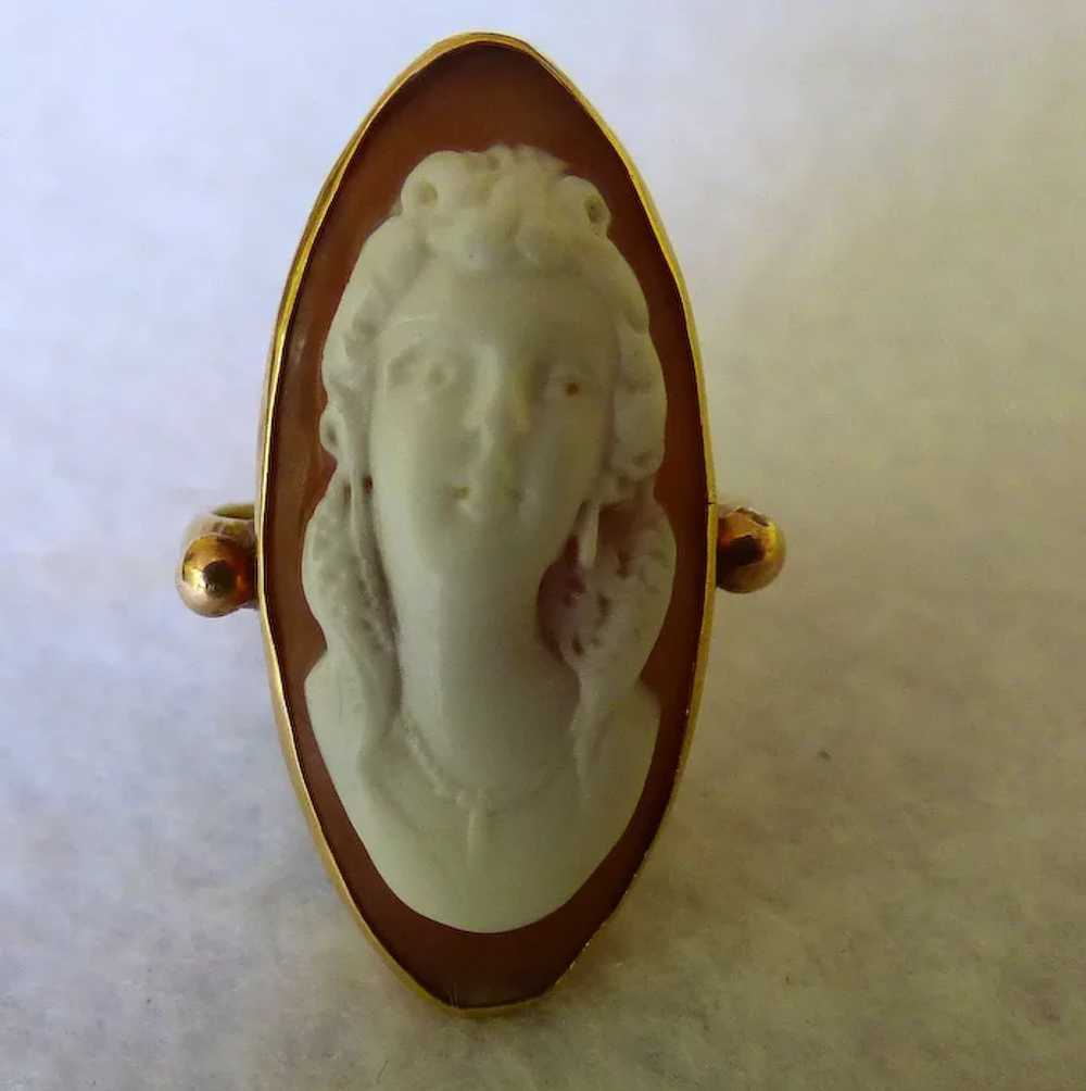 Antique 18K Cameo Pendant & Ring Front Facing On … - image 3