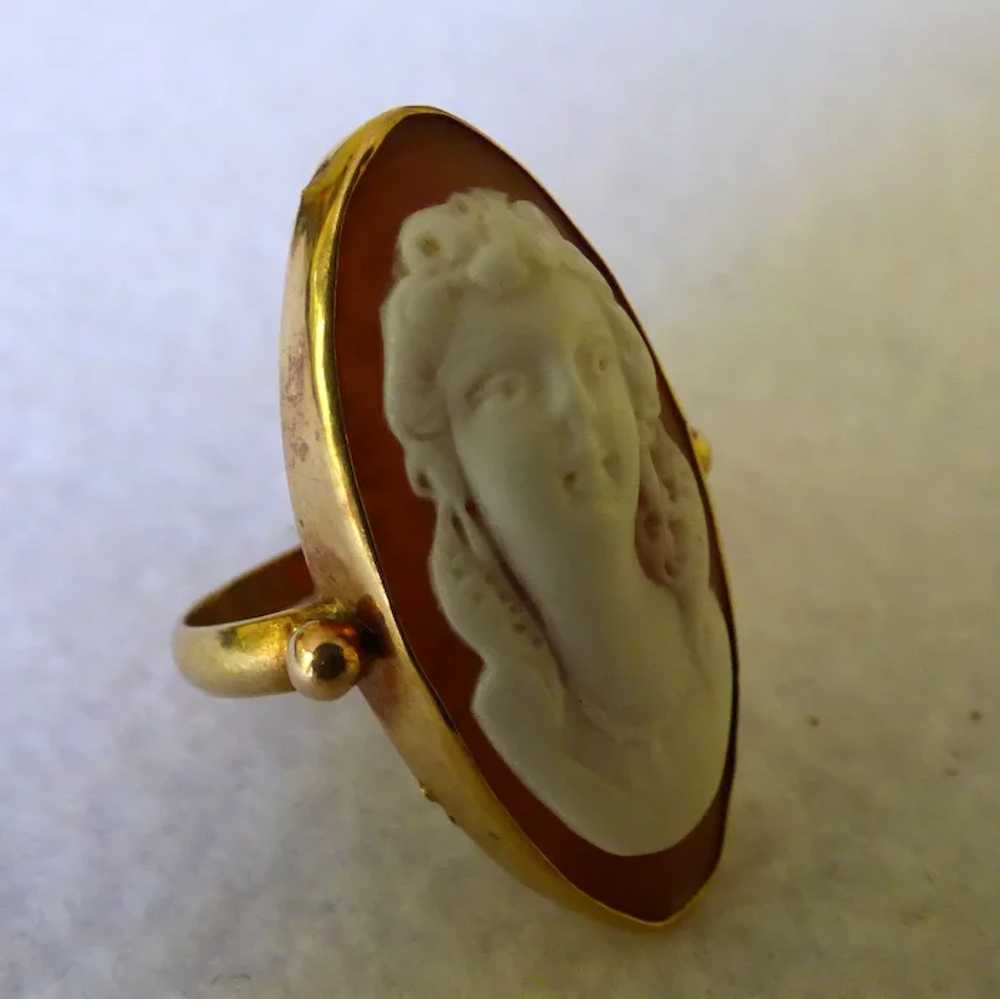 Antique 18K Cameo Pendant & Ring Front Facing On … - image 4