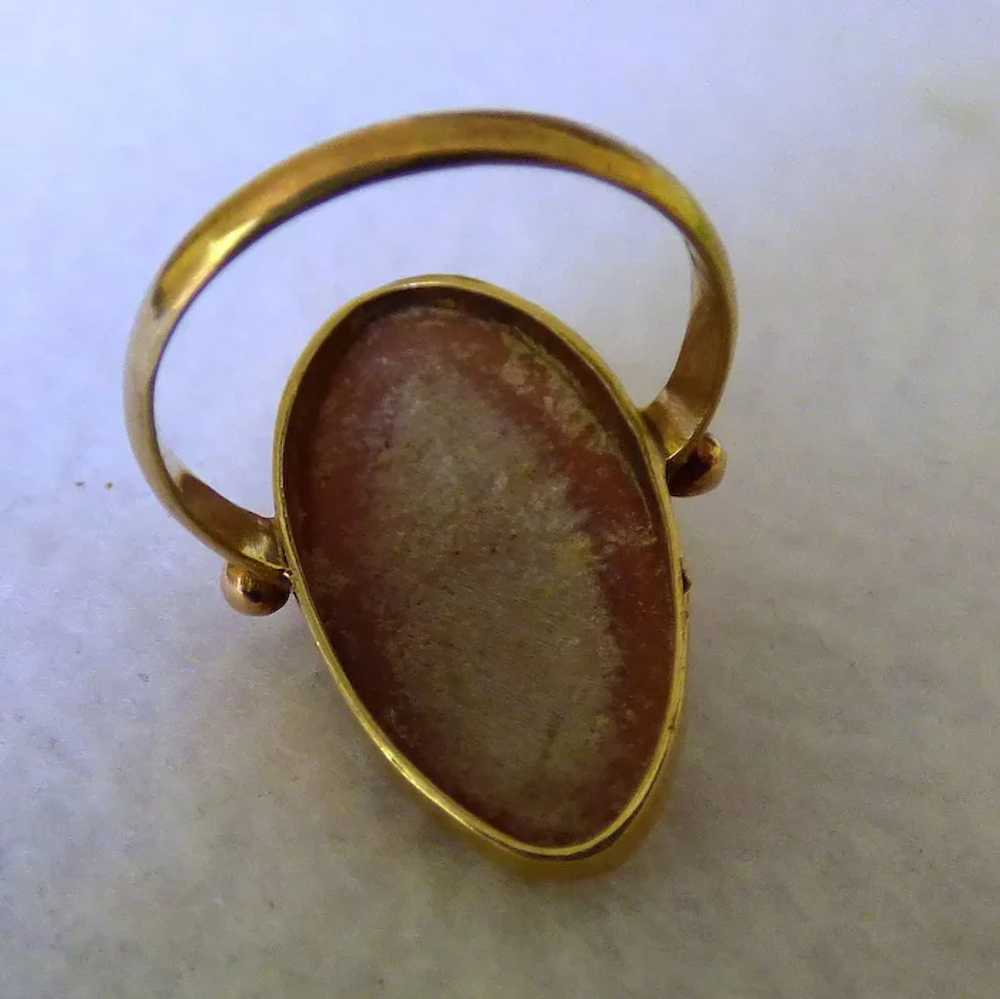Antique 18K Cameo Pendant & Ring Front Facing On … - image 7