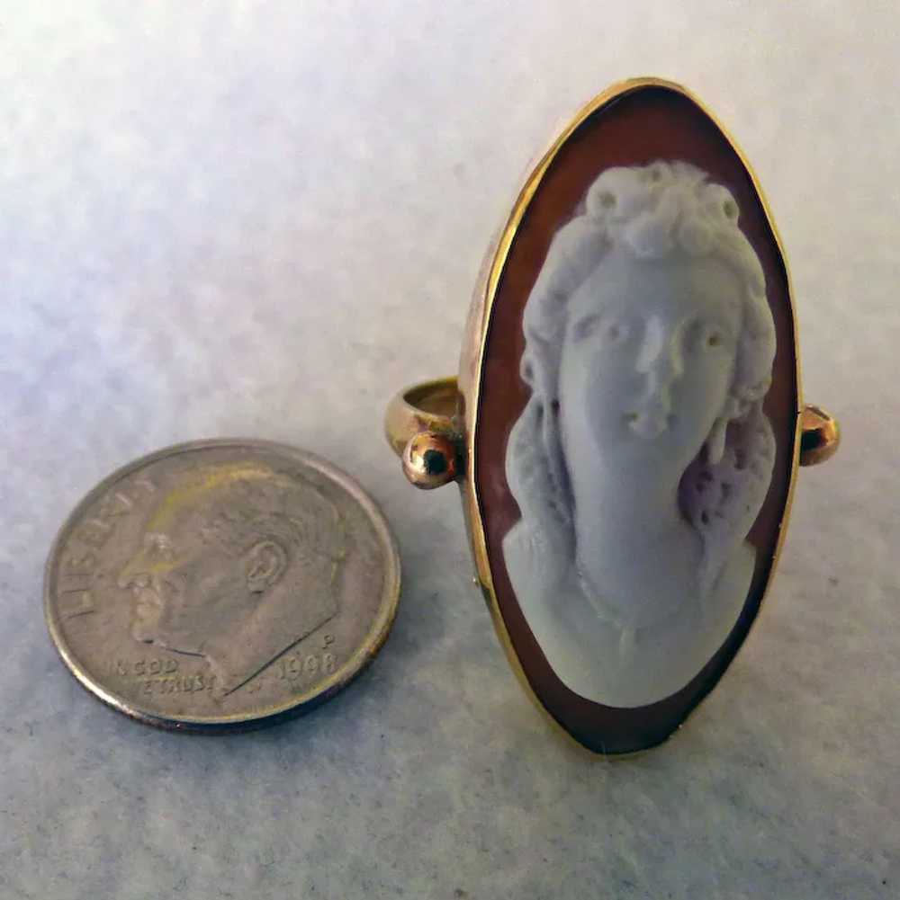 Antique 18K Cameo Pendant & Ring Front Facing On … - image 8