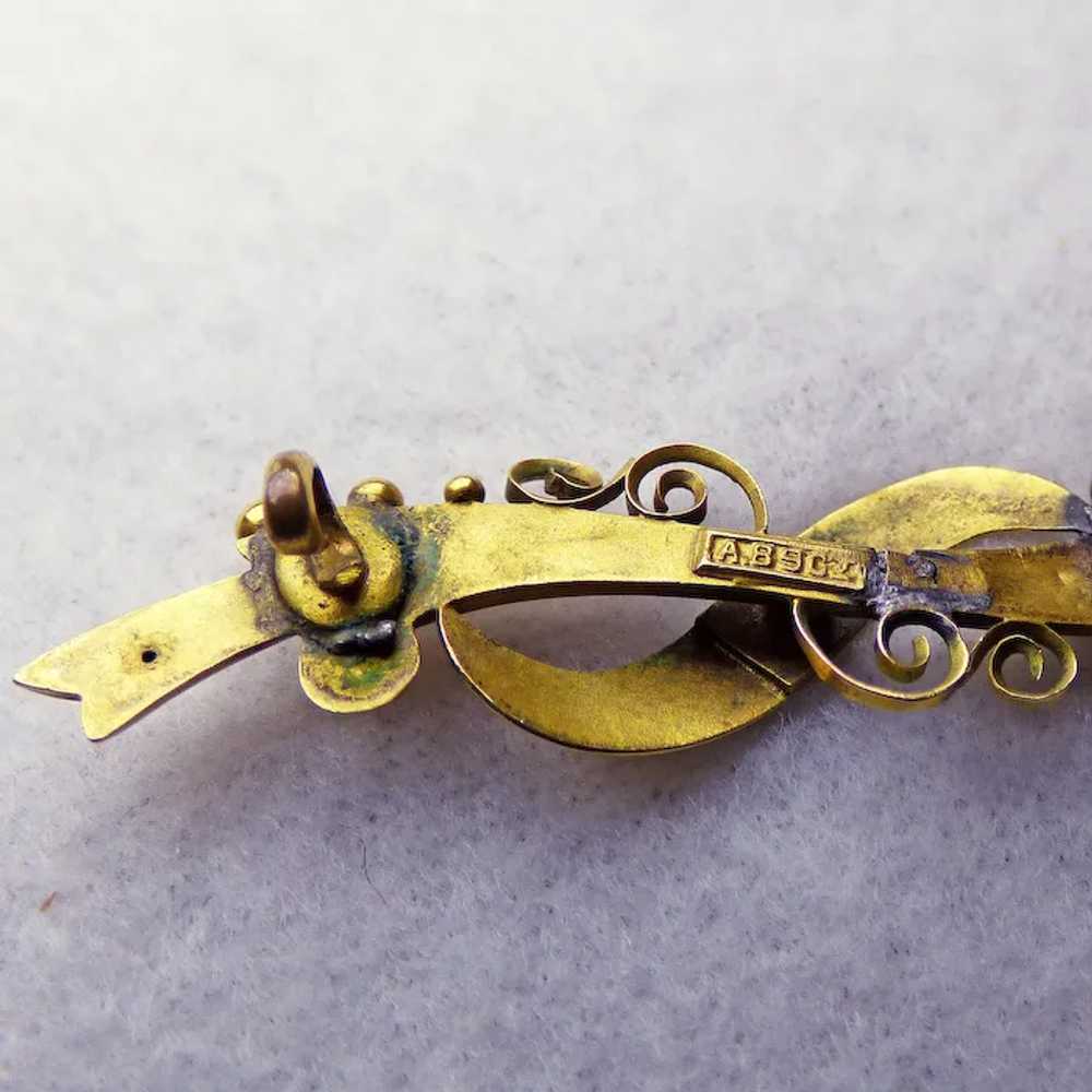 Victorian 10k & Seed Pearl Brooch - image 7