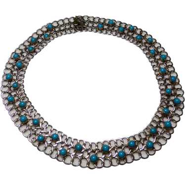 Sterling & Turquoise Mexican Choker necklace with… - image 1