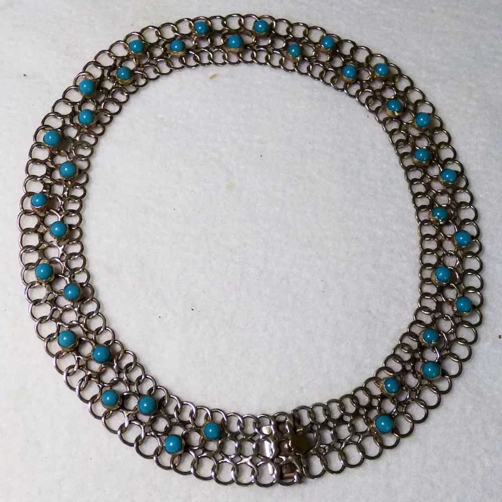 Sterling & Turquoise Mexican Choker necklace with… - image 2