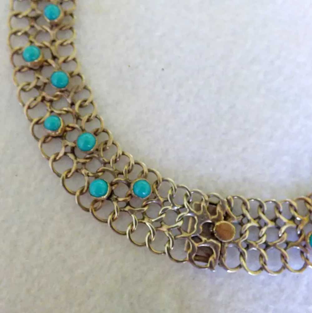 Sterling & Turquoise Mexican Choker necklace with… - image 4