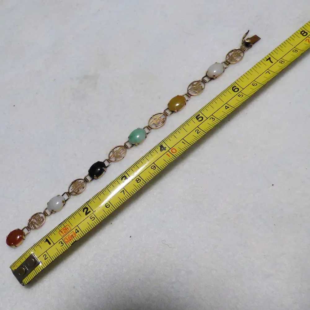 14k Chinese Bracelet with Semi-precious Cabochons - image 12