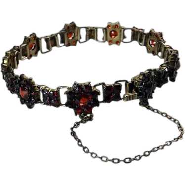 Antique Bohemian Garnet 835 Silver Bracelet