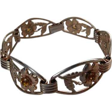 Vintage Sterling Floral Line Bracelet - image 1
