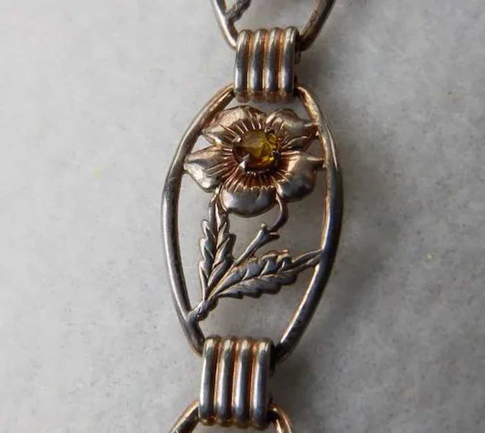 Vintage Sterling Floral Line Bracelet - image 2
