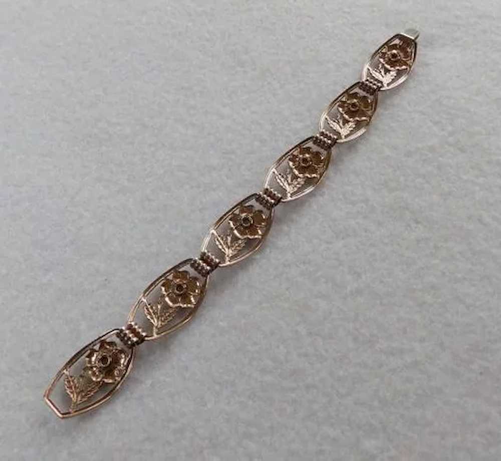 Vintage Sterling Floral Line Bracelet - image 4