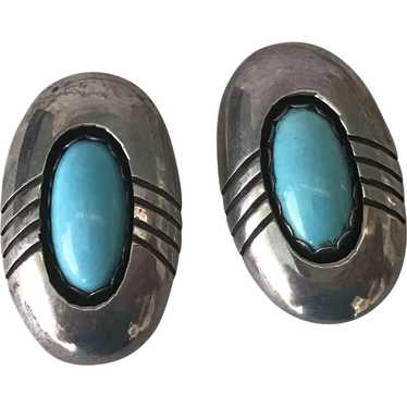 Navajo Crafted Vintage Earrings Sterling Silver &… - image 1