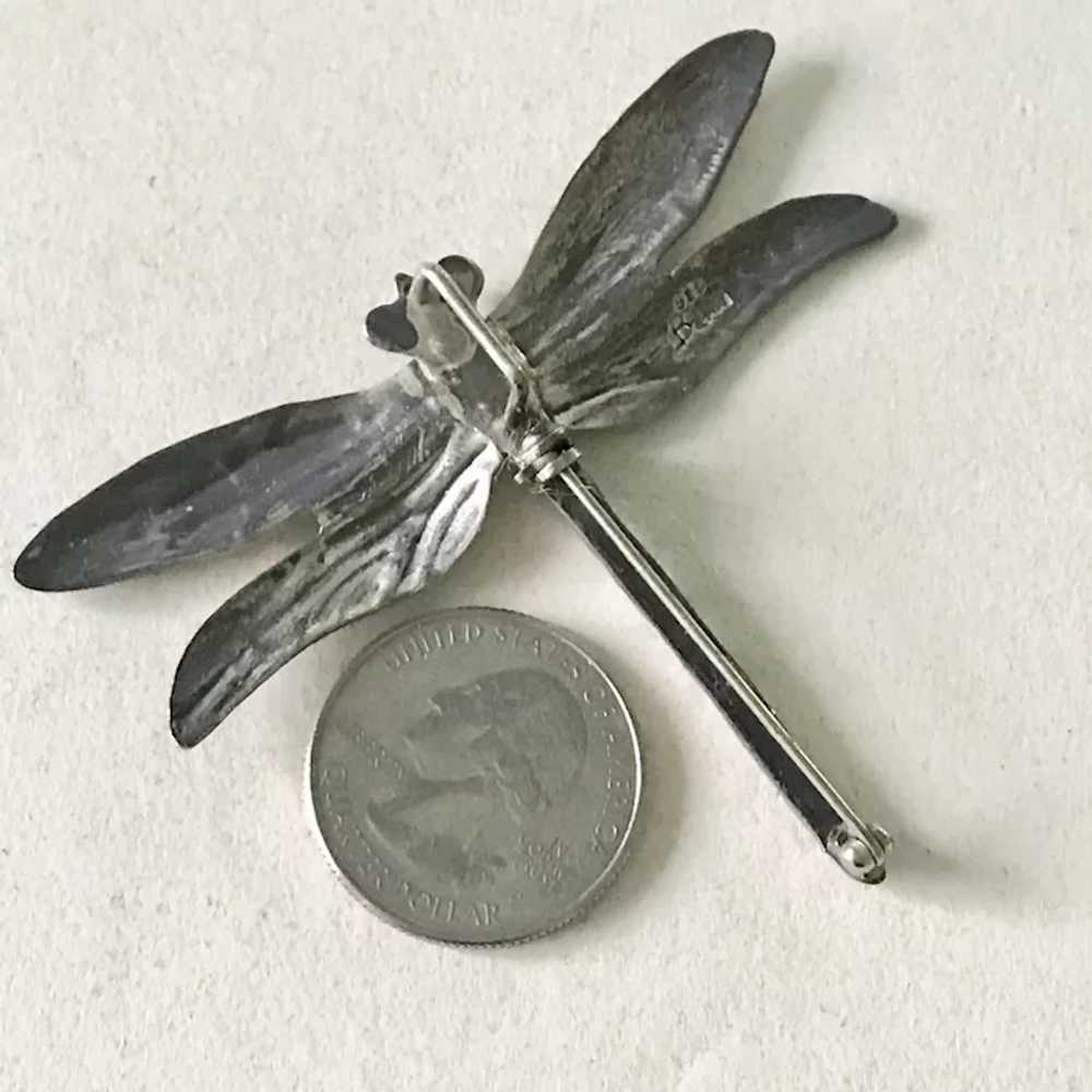 Big Dragonfly Vintage Brooch / Pendant Sterling S… - image 2