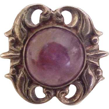 Art Nouveau Ring Natural Amethyst & Sterling Silve