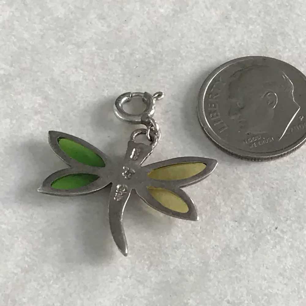 Vintage Sterling Silver Plique a Jour Dragonfly -… - image 2