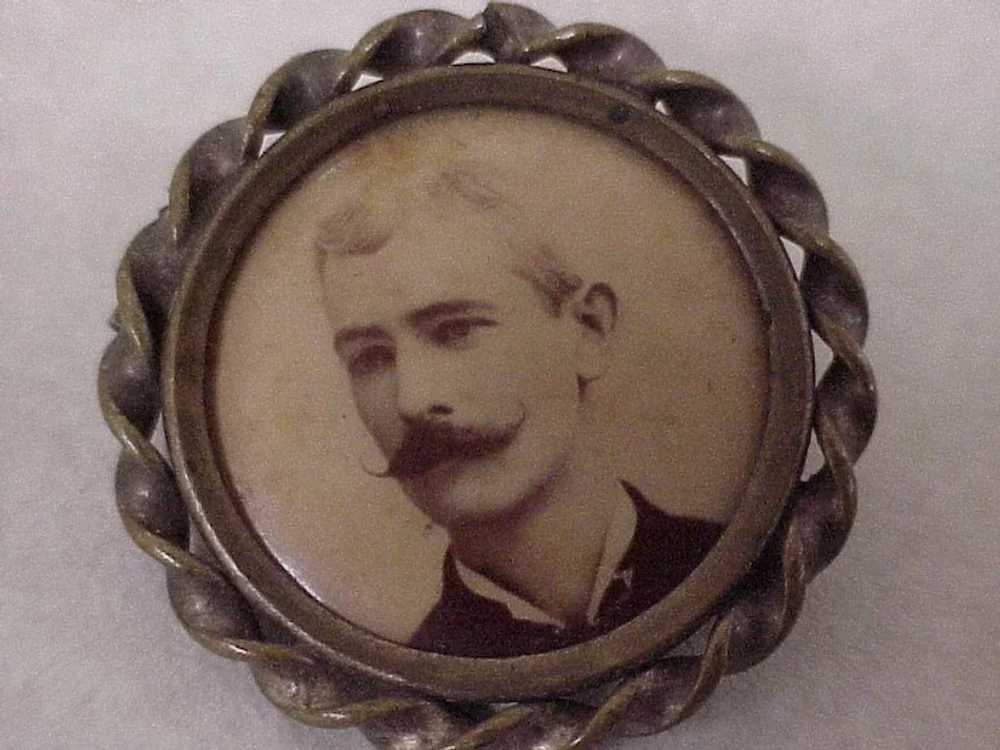 Victorian Photograph Portrait Pin, Handsome Man c… - image 3