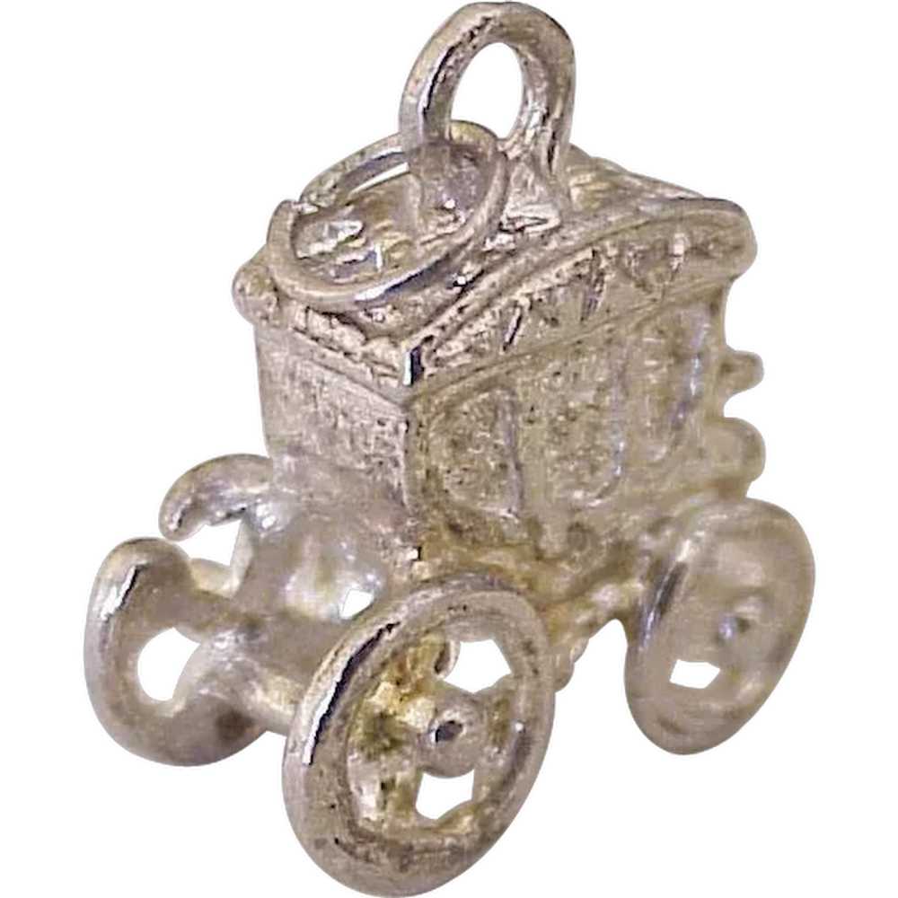 Vintage Fancy Coach Charm Sterling Silver Three D… - image 1